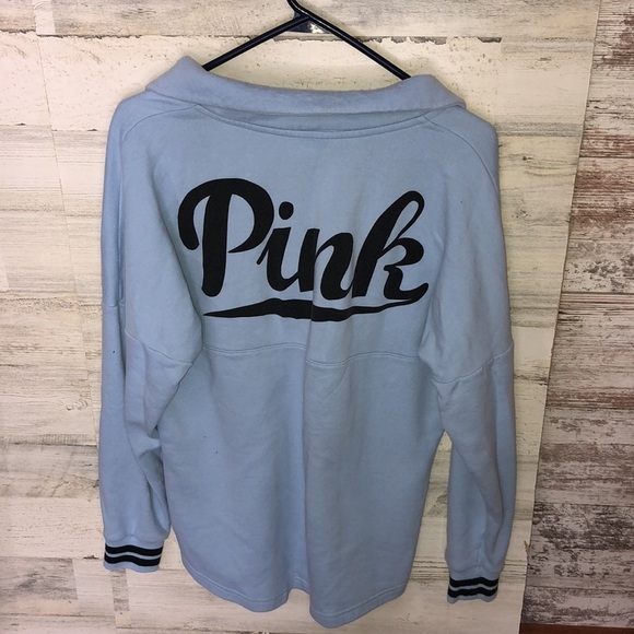 PINK Victoria's Secret quarter button up Blue/black Size small sweatshirt PINK‌ - Picture 3 of 10